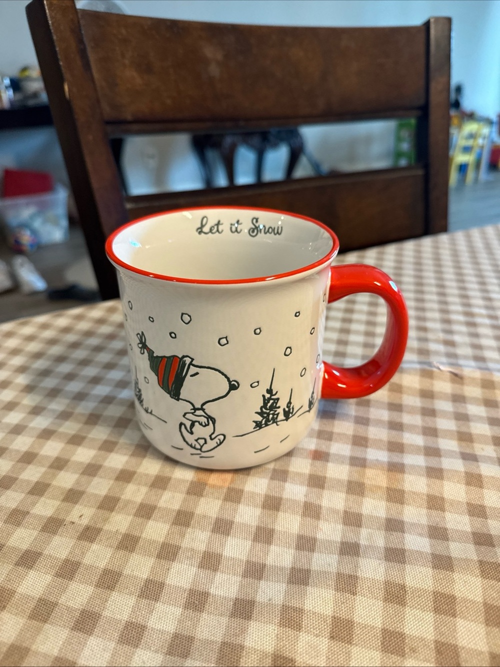 Let It Snow Red-Accent Ceramic Mug